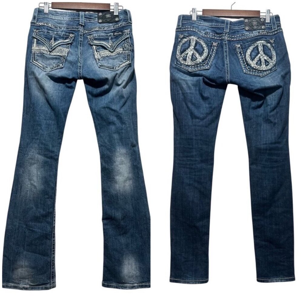 Miss Me Set of 2 Jean Women 28 Blue Bootcut & Skinny Cowgirl Western Y2K Studded